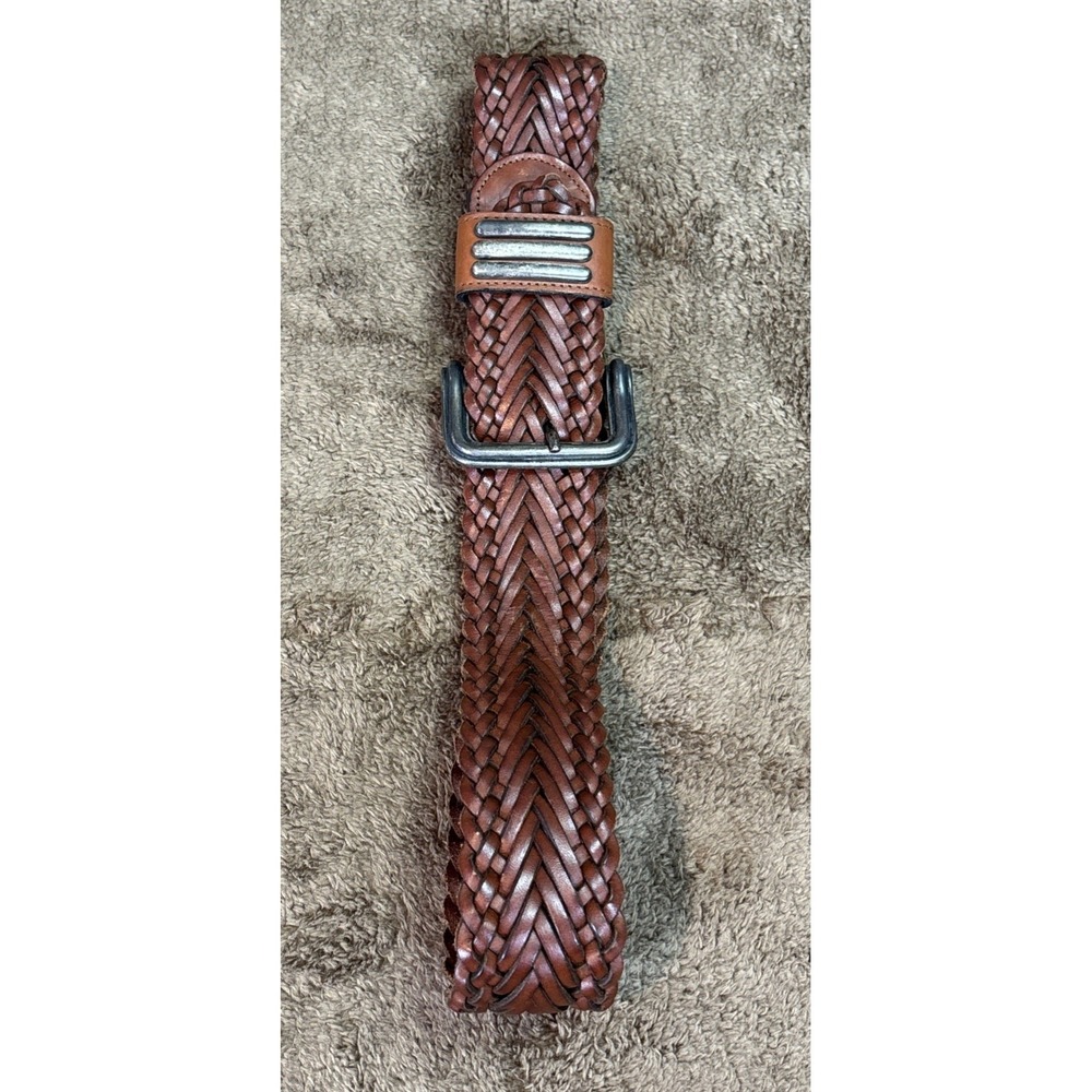 Vintage San Marcos Leather Braided Western Belt Brown Size Medium Boho Ranch‎